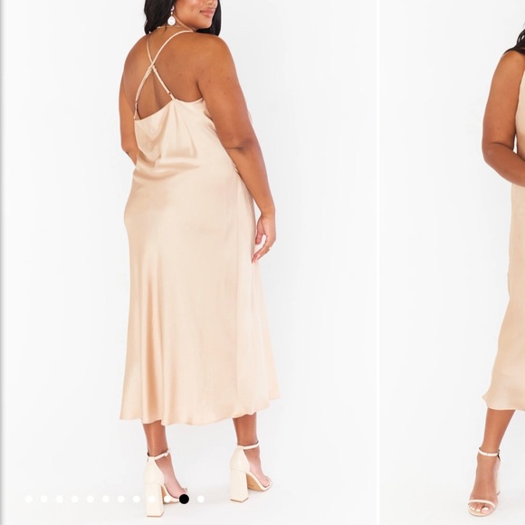 Champagne Satin midi dress - Picture 4 of 4